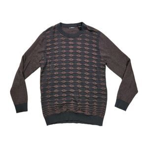Parc 81 Geometric Sweater Brown Black Wool Cashmere Blend Knit Mens XL EUC